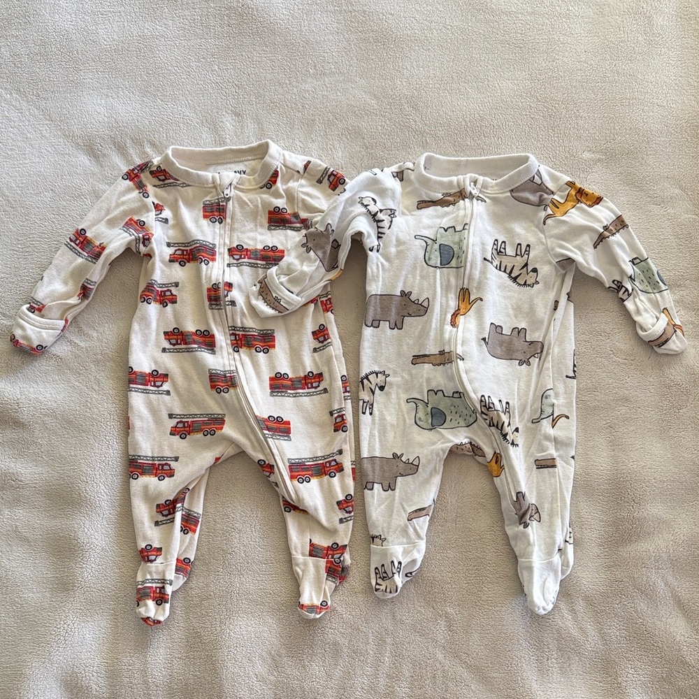 Old Navy Kids Footies - Red and White with Fun Prints